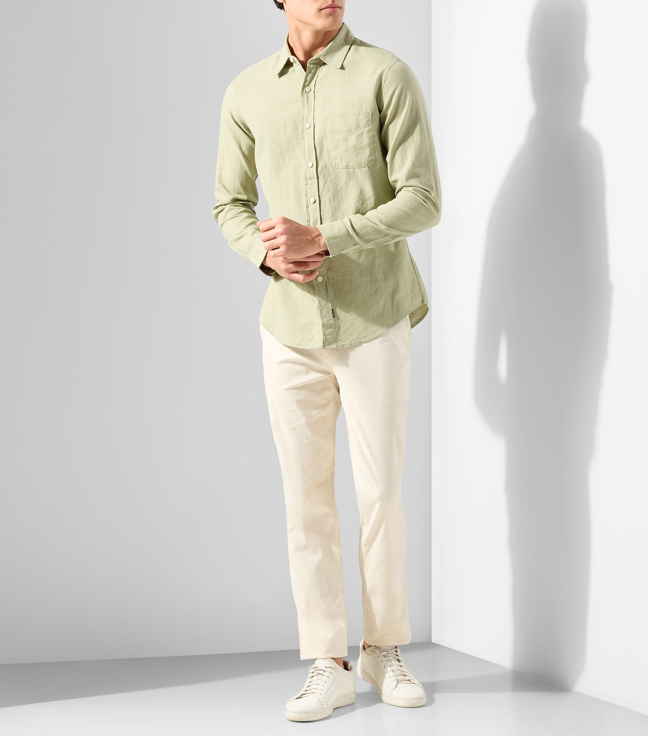 Camisa liso manga larga Hombre